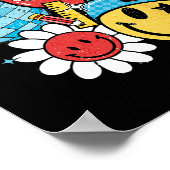 ハッピー100日の学校レトロGroovyスマイル ポスター (角)