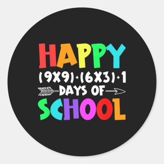 ハッピー100日の学校数学フォーミュラ先生Stu ラウンドシール (正面)