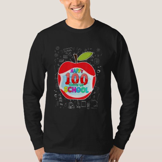ハッピー100日の学校顔マスクコーディネート先生 Tシャツ (正面)