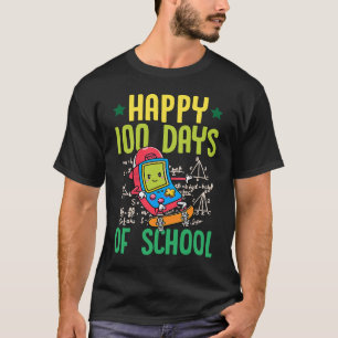 ハッピー100日スクールスケートボーダーゲーマーMath T Tシャツ