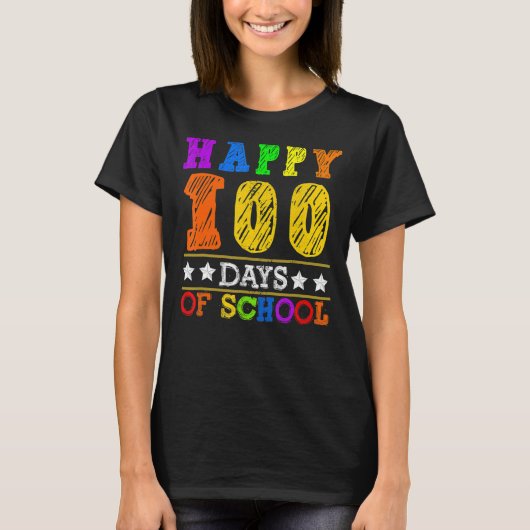 ハッピー100日ズオブスクールレインボー先生学生1 Tシャツ (正面)