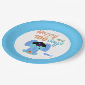 ハッピー100日ベークイルエレファントパーソナライズされた ペーパープレート (アングル)