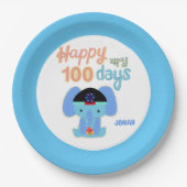 ハッピー100日ベークイルエレファントパーソナライズされた ペーパープレート (正面)