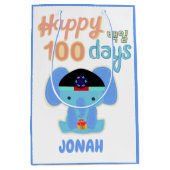 ハッピー100日ベークイルエレファントパーソナライズされた ミディアムペーパーバッグ (正面)