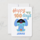 ハッピー100日ベークイル백일ゾウパーソナライズされた 招待状 (正面)