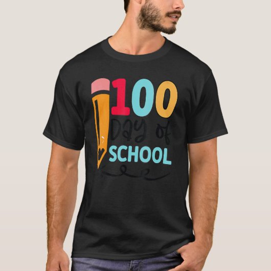 ハッピー100日学校男子女子幼稚園T Tシャツ (正面)