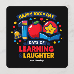 ハッピー100日目の学校での学びと笑い  招待状