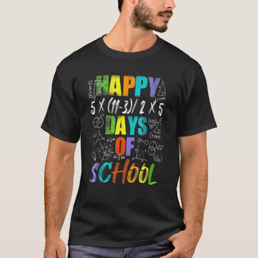 ハッピー100日目の学校の式 数学の先生 Tシャツ (正面)
