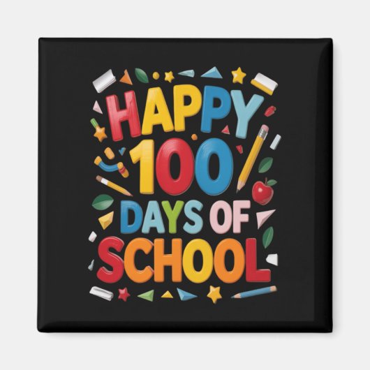 ハッピー100日目の学校の達成 マグネット (正面)