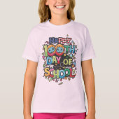 ハッピー100日目の学校 ロボット宇宙探検キッズ Tシャツ (正面)