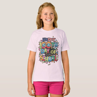 ハッピー100日目の学校 ロボット宇宙探検キッズ Tシャツ