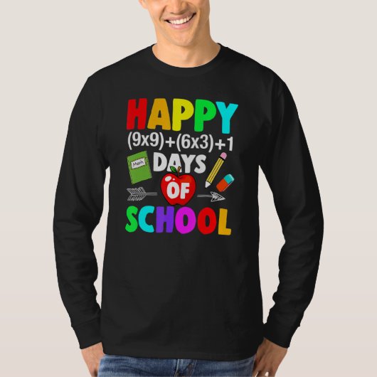 ハッピー100日目の学校 数学の公式 100日目 Tシャツ (正面)