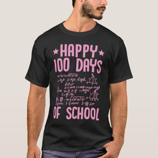 ハッピー100日目の学校 算数教師 方程式 10 Tシャツ (正面)
