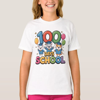 ハッピー100日目の学校Tシャツ | かわいい学校のセル Tシャツ
