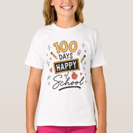 ハッピー100日目を迎えた先生 幼稚園 Tシャツ