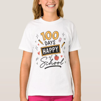 ハッピー100日目を迎えた先生 幼稚園 Tシャツ