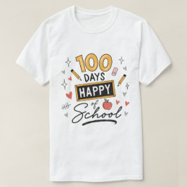 ハッピー100日目を迎えた先生 幼稚園 Tシャツ