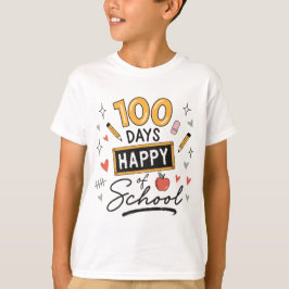 ハッピー100日目を迎えた先生 幼稚園 Tシャツ