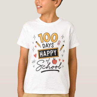 ハッピー100日目を迎えた先生 幼稚園 Tシャツ