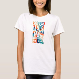 ハッピー100日目スクール 女子学生向け バックトゥスクール Tシャツ