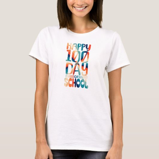 ハッピー100日目スクール 女子学生向け バックトゥスクール Tシャツ (正面)