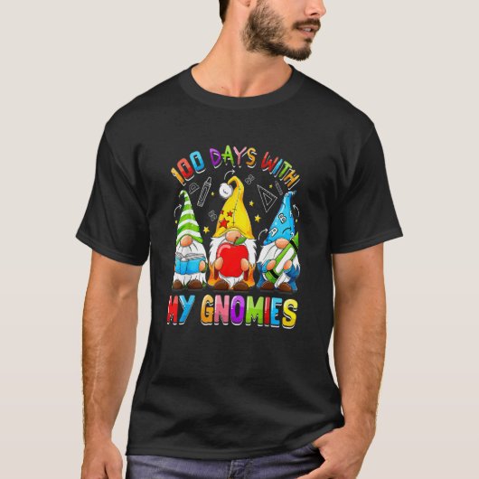 ハッピー100日目学校の3人のノームのバーチャルティー Tシャツ (正面)