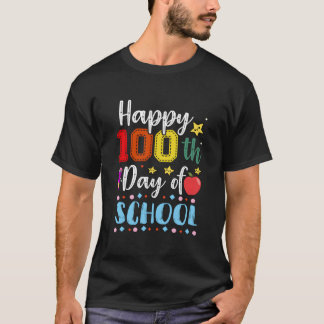 ハッピー100日目学校カラフルな先生と生徒 Tシャツ