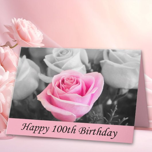 ハッピー100歳の誕生日 ローズ 写真 カード