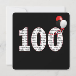 ハッピー100誕生日オンブラック招待状 招待状