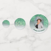 ハッピー100誕生日シック落ちるグリーングリッター コンフェッティ (正面)