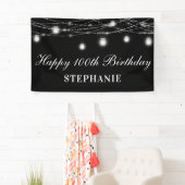 ハッピー100誕生日メイスンジャースライツ白黒 横断幕 (インサイチュ)