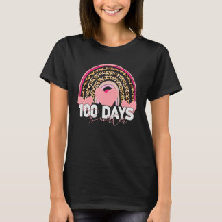 ハッピー100thデイスクールレインボーヒョウ tシャツ