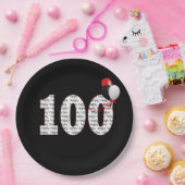 ハッピー100th誕生日オンブラック紙プレート ペーパープレート (パーティー)