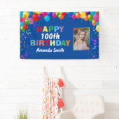 ハッピー100th誕生日カラフルバルーン 横断幕 (インサイチュ)