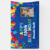 ハッピー100th誕生日カラフルバルーン 横断幕 (縦)