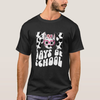 ハッピー101日スクールドッグ恋人の学生または先生 Tシャツ