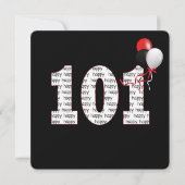 ハッピー101番誕生日オンブラック招待状 招待状 (正面)