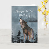 ハッピー101番誕生日ハウリングウルフあなたは 素晴らし カード (黄色い花)