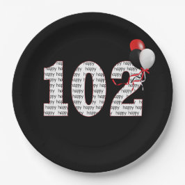 ハッピー102番目の誕生日オンブラック紙プレート ペーパープレート