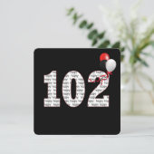 ハッピー102番誕生日オンブラック招待状 招待状 (スタンド正面)