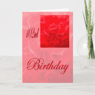 ハッピー102誕生日ディアンサス赤い花 カード