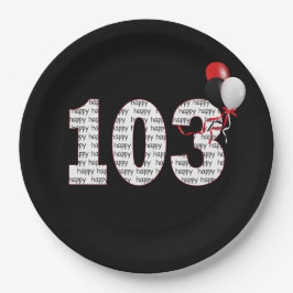 ハッピー103番目の誕生日オンブラック紙プレート ペーパープレート