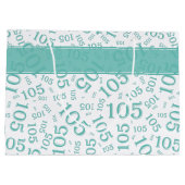 ハッピー105番目の誕生日ティール(緑がかった色)乱数パターン ラージペーパーバッグ (裏面)