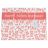 ハッピー105誕生日サンゴ乱数パターン ラージペーパーバッグ (正面)