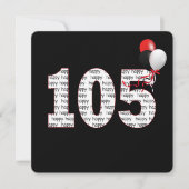 ハッピー105th誕生日オンブラック招待状 招待状 (正面)