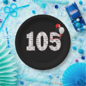 ハッピー105th誕生日オンブラック紙プレート ペーパープレート (パーティー)