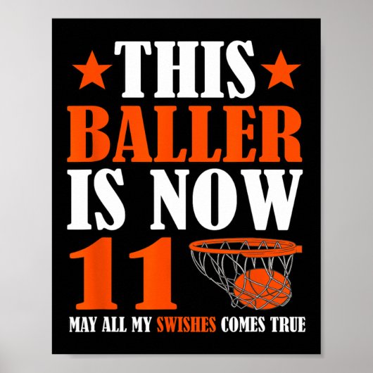 ハッピー11誕生日11歳バスケットボール11位 ポスター (正面)
