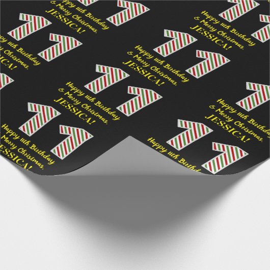 ハッピー11誕生日&メリークリスマス,名前をカスタムする ラッピングペーパー (角)