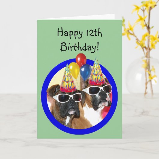 ハッピー12誕生日ボクサーあいさつカード カード (黄色い花)