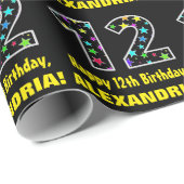 ハッピー12誕生日、おもしろいカラフルスターパターン12 ラッピングペーパー (ロールコーナー)